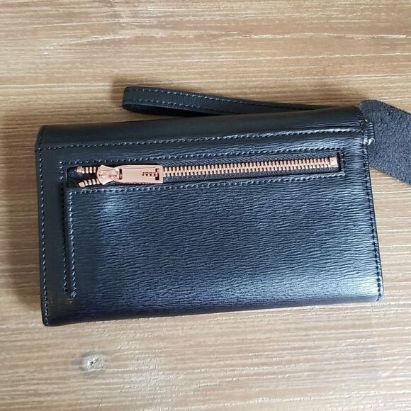 Ted Baker Black Leather Wristlet Wallet Clutch‎ - Picture 4 of 9